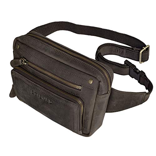 STILORD 'Lou' Gürteltasche Hüfttasche Leder Vintage Bauchtasche für Herren Damen Kinder Cross Body Belt Bag für Jogging Festival Urlaub Handy Echt Leder, Farbe:dunkel - braun von STILORD