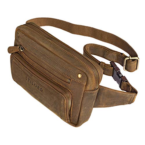 STILORD 'Lou' Gürteltasche Hüfttasche Leder Vintage Bauchtasche für Herren Damen Kinder Cross Body Belt Bag für Jogging Festival Urlaub Handy Echt Leder, Farbe:mittel - braun von STILORD