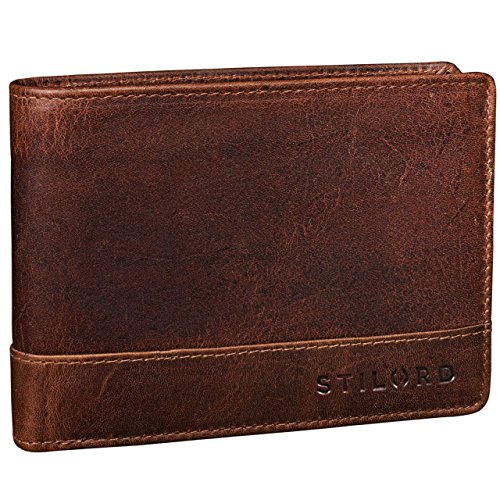 STILORD 'Lucius' Vintage Portemonnaie Leder Herren Brieftasche Geldbörse Portmonee Geldbeutel Wallet mit RFID NFC Schutz Echtleder, Farbe:Kara - Cognac von STILORD