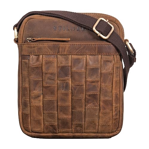 STILORD 'Luja' Stilbewusste Leder Schultertasche Damen Herren Klein Vintage Messenger Bag zum Umhängen Ledertasche Umhängetasche Echtleder geflochten, Farbe:vinto - braun STILORD 'Luja' Stilbewusste Leder Schultertasche Damen Herren Klein Vintage Messenger Bag zum Umhängen Ledertasche Umhängetasche Echtleder geflochten, Farbe:vinto - braun von STILORD