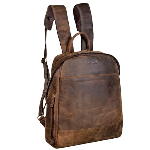 STILORD 'Marco' Uni Rucksack Leder Vintage Daypack groß für Herren Damen DIN A4 mit Laptop-Fach 13,3 Zoll ideal für Schule Business Freizeit echtes Rindsleder, Farbe:colorado - braun von STILORD