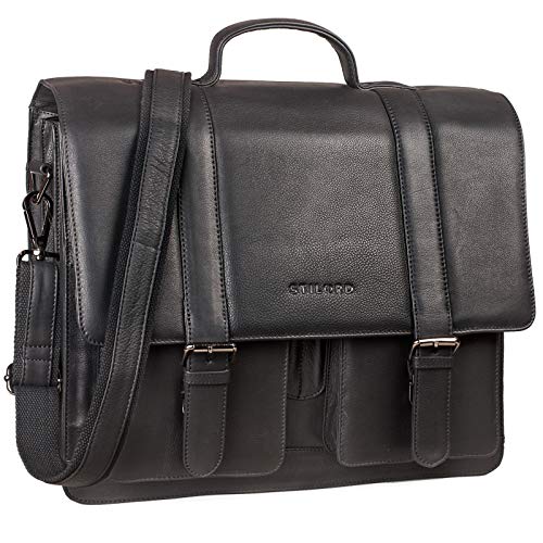 STILORD große Leder Aktentasche schwarz - Vintage Lehrer-Tasche - Businesstasche aus Rindsleder - Schultasche - Klassische Laptoptasche 'Marius' STILORD große Leder Aktentasche schwarz - Vintage Lehrer-Tasche - Businesstasche aus Rindsleder - Schultasche - Klassische Laptoptasche 'Marius' von STILORD