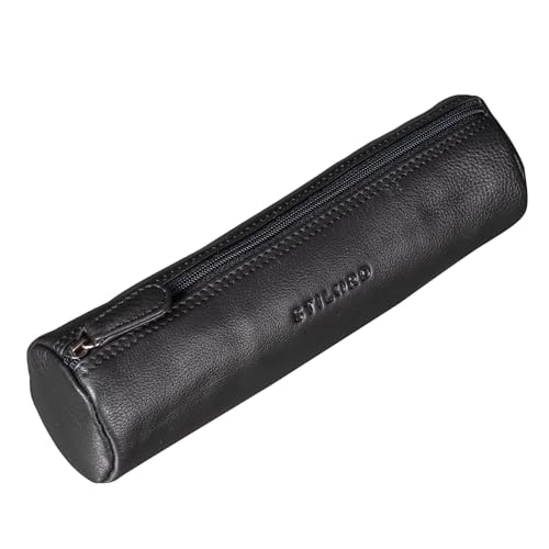 STILORD 'Miller' Federmappe Leder Rund Vintage Federmäppchen Rolle Lederetui Vintage Stifterolle Pencil Case Schlamperrolle aus Echtem Leder, Farbe:schwarz STILORD 'Miller' Federmappe Leder Rund Vintage Federmäppchen Rolle Lederetui Vintage Stifterolle Pencil Case Schlamperrolle aus Echtem Leder, Farbe:schwarz von STILORD
