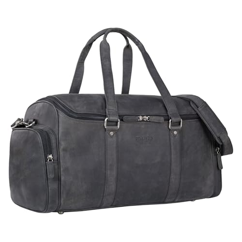 STILORD 'Myles' Vintage Reisetasche Herren Leder Weekender zum Umhängen Overnight Duffle Bag Großes Reisegepäck XL echtes Rindsleder, Farbe:Carbon - grau STILORD 'Myles' Vintage Reisetasche Herren Leder Weekender zum Umhängen Overnight Duffle Bag Großes Reisegepäck XL echtes Rindsleder, Farbe:Carbon - grau von STILORD