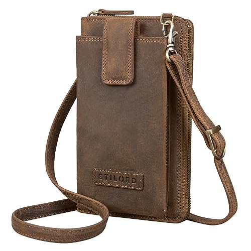 STILORD 'Nelly' Geldbörse mit Handyfach Leder 3-in-1 Handytasche Umhängetasche Portemonnaie zum Umhängen Handy Umhängetasche Damen Vintage Echtleder, Farbe:mittel - braun STILORD 'Nelly' Geldbörse mit Handyfach Leder 3-in-1 Handytasche Umhängetasche Portemonnaie zum Umhängen Handy Umhängetasche Damen Vintage Echtleder, Farbe:mittel - braun von STILORD