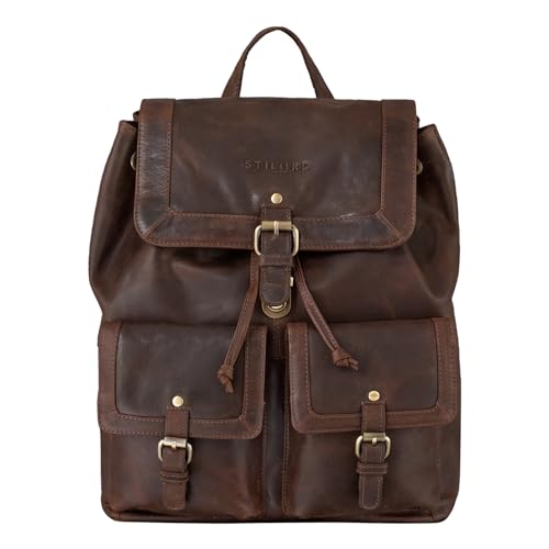 STILORD 'Nora' Großer Lederrucksack Vintage Hochwertiger Daypack 13.3 Zoll Rucksack-Handtasche für Schule Office Uni Freizeit Büro Echtes Leder für Damen und Herren, Farbe:crunchy - dunkelbraun STILORD 'Nora' Großer Lederrucksack Vintage Hochwertiger Daypack 13.3 Zoll Rucksack-Handtasche für Schule Office Uni Freizeit Büro Echtes Leder für Damen und Herren, Farbe:crunchy - dunkelbraun von STILORD