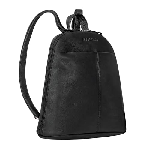 STILORD 'Olivia' City Rucksack Damen Leder Daypack kleiner Lederrucksack Rucksackhandtasche zum Ausgehen für 9,7 Zoll iPads und 10,1 Zoll Tablets echtes Leder, Farbe:schwarz von STILORD