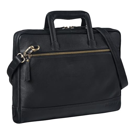 STILORD 'Pierce' Laptoptasche mit Griff Leder Aktentasche 15 Zoll Vintage Dokumententasche A4 Business Bürotasche mit Schultergurt und Handschlaufe, Farbe:schwarz von STILORD