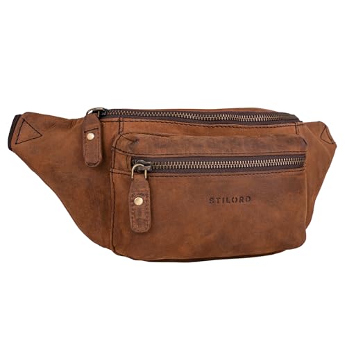 STILORD 'Portland' Gürteltasche Leder Vintage Bauchtasche Hüfttasche oder Brusttasche für Kamera Jogging Reise Festival Sport Echtleder, Farbe:Sepia - braun von STILORD