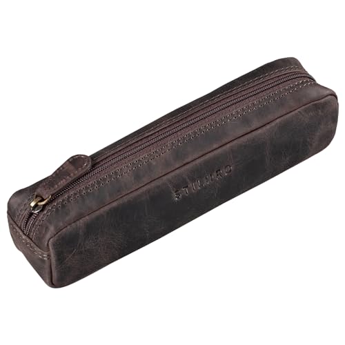 STILORD 'Preston' Etui aus Leder Federmäppchen Vintage Vintage Lederetui Stifterolle Retro Schlamperrolle Damen Herren Faulenzer Echtleder, Farbe:dunkel - braun STILORD 'Preston' Etui aus Leder Federmäppchen Vintage Vintage Lederetui Stifterolle Retro Schlamperrolle Damen Herren Faulenzer Echtleder, Farbe:dunkel - braun von STILORD