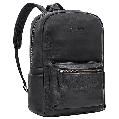 STILORD 'Quincy' Lederrucksack mit Laptop-Fach 14-16 Zoll für Herren und Damen schwarz - ideal als Großer Arbeitsrucksack Vintage Schulrucksack Echtleder Uni-Rucksack STILORD 'Quincy' Lederrucksack mit Laptop-Fach 14-16 Zoll für Herren und Damen schwarz - ideal als Großer Arbeitsrucksack Vintage Schulrucksack Echtleder Uni-Rucksack von STILORD
