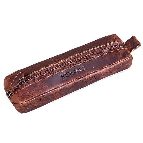 STILORD 'Quinn' Leder Federmäppchen rund Vintage Lederetui Stifte Rolle rundes Federmappe groß Stiftemappe Damen Herren Faulenzer Echtleder, Farbe:Kara - Cognac STILORD 'Quinn' Leder Federmäppchen rund Vintage Lederetui Stifte Rolle rundes Federmappe groß Stiftemappe Damen Herren Faulenzer Echtleder, Farbe:Kara - Cognac von STILORD