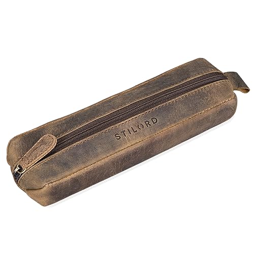 STILORD 'Quinn' Leder Federmäppchen rund Vintage Lederetui Stifte Rolle rundes Federmappe groß Stiftemappe Damen Herren Faulenzer Echtleder, Farbe:mittel - braun STILORD 'Quinn' Leder Federmäppchen rund Vintage Lederetui Stifte Rolle rundes Federmappe groß Stiftemappe Damen Herren Faulenzer Echtleder, Farbe:mittel - braun von STILORD