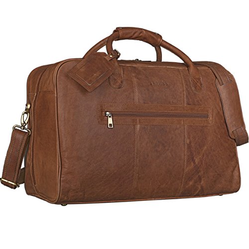 STILORD Reisetasche elegant und groß XXL Weekender Bag Sporttasche Freizeittasche Ledertasche echtes Büffel-Leder Cognac braun von STILORD