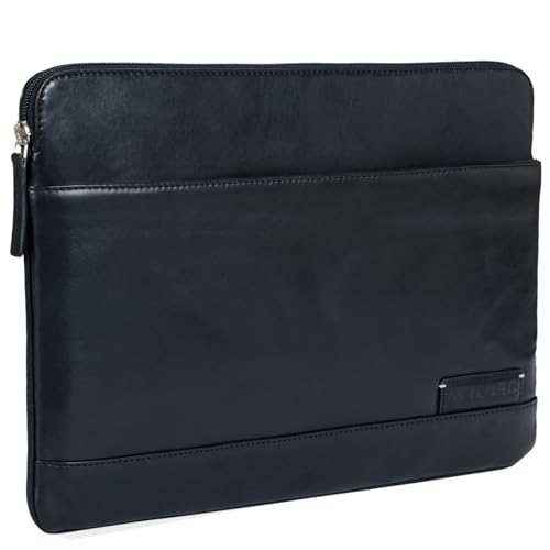 STILORD 'Robb' Vintage Leder Laptoptasche für 13,3 Zoll MacBooks MacBooktasche Universal Tablettasche bis 14 Zoll DIN A4 echtes Rindsleder, Farbe:schwarz von STILORD