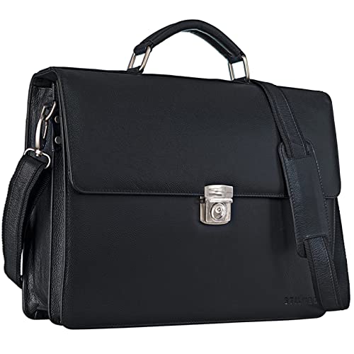 STILORD 'Robert' Aktentasche Businesstasche 15,6 Zoll Laptopfach passend für große DIN A4 Ordner mit Schloss Rinds Leder, Farbe:schwarz STILORD 'Robert' Aktentasche Businesstasche 15,6 Zoll Laptopfach passend für große DIN A4 Ordner mit Schloss Rinds Leder, Farbe:schwarz von STILORD