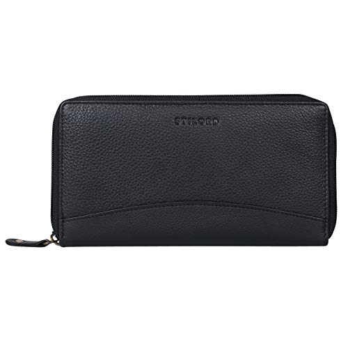 STILORD 'Saskia' Portemonnaie Damen Leder groß mit RFID Schutz viele Fächer Vintage Brieftasche im Querformat Geldbörse für EC-Karten Kleingeld Ausweis, Farbe:schwarz STILORD 'Saskia' Portemonnaie Damen Leder groß mit RFID Schutz viele Fächer Vintage Brieftasche im Querformat Geldbörse für EC-Karten Kleingeld Ausweis, Farbe:schwarz von STILORD
