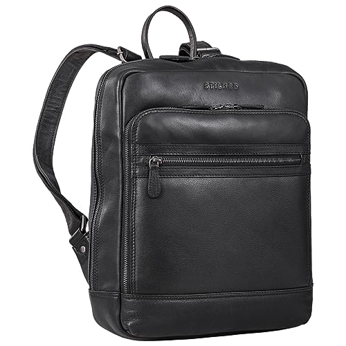 STILORD 'Sebastian' Business Rucksack Leder Damen Daypack 13,3 Zoll Moderner Herren Lederrucksack mit Vielen Fächern Tagesrucksack Vintage Echtleder, Farbe:schwarz von STILORD