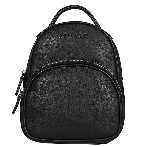 STILORD 'Seda' Lederrucksack Damen klein im stilvollen Vintage-Look Leder Rucksack Damen Cityrucksack Mini Rucksack aus Echtleder, Farbe:schwarz von STILORD