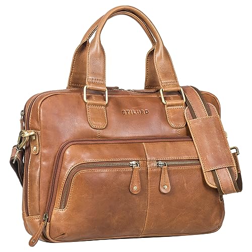STILORD 'Sheldon' Leder Aktentasche Herren und Damen Laptoptasche 15,6 Zoll Business Tasche Bürotasche mittelgroß Echtleder, Farbe:mocca - dunkelbraun STILORD 'Sheldon' Leder Aktentasche Herren und Damen Laptoptasche 15,6 Zoll Business Tasche Bürotasche mittelgroß Echtleder, Farbe:mocca - dunkelbraun von STILORD