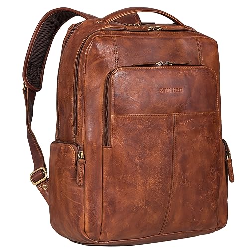 STILORD 'Sigrid' Zeitloser Leder Rucksack mit Laptopfach 17 Zoll Arbeitsrucksack Damen Business Rucksack Herren Echtleder Lehrerrucksack, Farbe:brandy - cognac STILORD 'Sigrid' Zeitloser Leder Rucksack mit Laptopfach 17 Zoll Arbeitsrucksack Damen Business Rucksack Herren Echtleder Lehrerrucksack, Farbe:brandy - cognac von STILORD