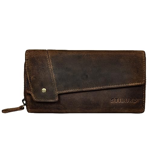 STILORD 'Sophia' Portemonnaie Damen Leder RFID NFC Schutz Vintage Geldbörse Groß Geldbeutel mit Reißverschluss und Ausleseschutz in Geschenkbox, Farbe:Sepia - braun Plain STILORD 'Sophia' Portemonnaie Damen Leder RFID NFC Schutz Vintage Geldbörse Groß Geldbeutel mit Reißverschluss und Ausleseschutz in Geschenkbox, Farbe:Sepia - braun Plain von STILORD