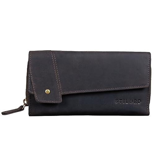 STILORD 'Sophia' Portemonnaie Damen Leder RFID NFC Schutz Vintage Geldbörse Groß Geldbeutel mit Reißverschluss und Ausleseschutz in Geschenkbox, Farbe:dunkel - braun STILORD 'Sophia' Portemonnaie Damen Leder RFID NFC Schutz Vintage Geldbörse Groß Geldbeutel mit Reißverschluss und Ausleseschutz in Geschenkbox, Farbe:dunkel - braun von STILORD