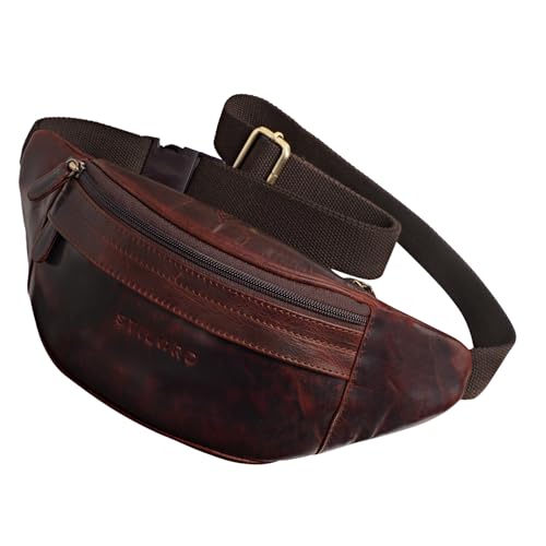 STILORD 'Terry' Bauch Tasche Leder Vintage Hüfttasche für Herren Damen Belt Bag für Jogging Festival Urlaub Handy Gürteltasche Umschnalltasche Echtleder, Farbe:Kara - braun von STILORD