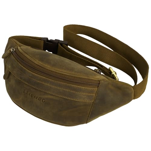 STILORD 'Terry' Bauch Tasche Leder Vintage Hüfttasche für Herren Damen Belt Bag für Jogging Festival Urlaub Handy Gürteltasche Umschnalltasche Echtleder, Farbe:mittel - braun von STILORD