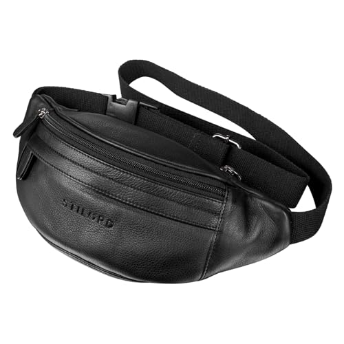 STILORD 'Terry' Bauch Tasche Leder Vintage Hüfttasche für Herren Damen Belt Bag für Jogging Festival Urlaub Handy Gürteltasche Umschnalltasche Echtleder, Farbe:schwarz von STILORD