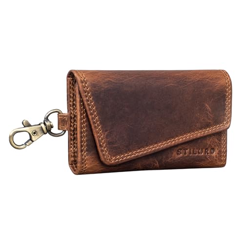 STILORD 'Tinus' Schlüsseletui mit Karabinerhaken Leder Vintage Kartenetui Lederetui mit Kartenfach RFID Schlüssel Organizer Schlüsselanhänger aus Echtleder, Farbe:Kara - Cognac STILORD 'Tinus' Schlüsseletui mit Karabinerhaken Leder Vintage Kartenetui Lederetui mit Kartenfach RFID Schlüssel Organizer Schlüsselanhänger aus Echtleder, Farbe:Kara - Cognac von STILORD