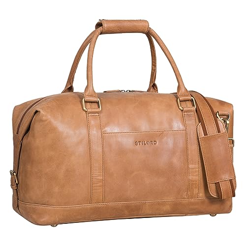 STILORD 'Viator' Leder Reisetasche Groß für Damen und Herren XL Duffel Bag für Urlaub Reisen Sport Moderner Vintage Weekender aus Hochwertigem Echtleder, Farbe:taranto - braun von STILORD