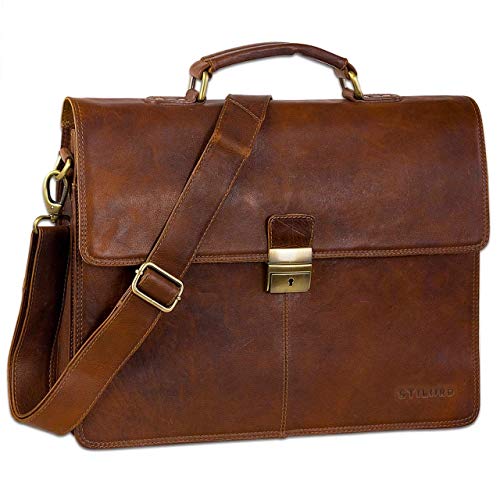 STILORD Vintage Aktentasche Herren Büro Business Schultertasche Laptoptasche mit Schloss groß echtes Rinds-Leder braun STILORD Vintage Aktentasche Herren Büro Business Schultertasche Laptoptasche mit Schloss groß echtes Rinds-Leder braun von STILORD