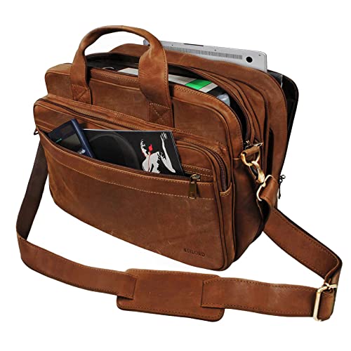 STILORD Vintage Umhängetasche Leder groß Ledertasche Aktentasche Lehrertasche Laptoptasche Büffel-Leder Cognac-Braun STILORD Vintage Umhängetasche Leder groß Ledertasche Aktentasche Lehrertasche Laptoptasche Büffel-Leder Cognac-Braun von STILORD
