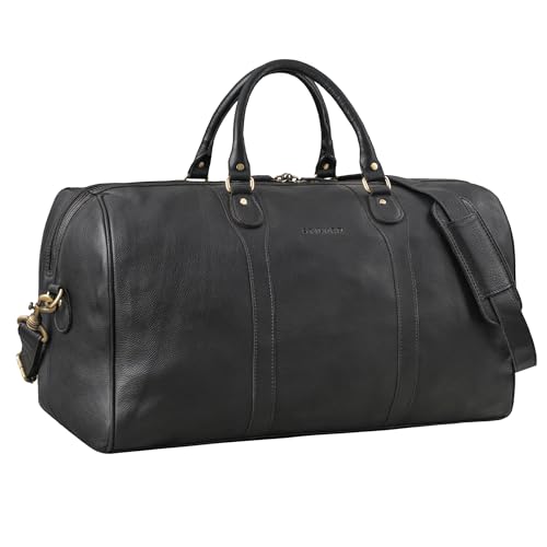 STILORD 'Vivaldo' Vintage Weekender Herren Reisetasche Damen Leder Groß Elegante Wochenend Tasche Travel Bag zum Umhängen Handgepäck Echtleder, Farbe:schwarz von STILORD