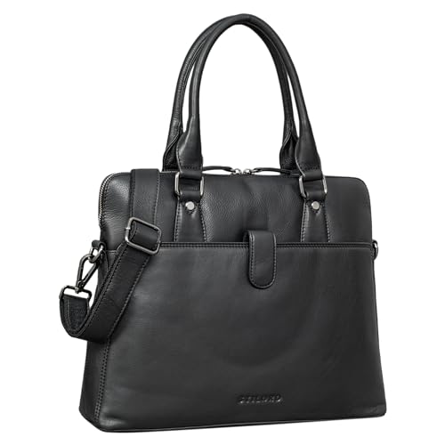 STILORD 'Vivienne' Business Tasche Leder Damen Vintage Umhängetasche Elegante Aktentasche Laptoptasche für 13,3 Zoll große Schultertasche Echtleder, Farbe:schwarz von STILORD