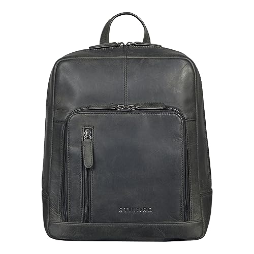 STILORD 'Walker' Leder Rucksack Daypack Klein Robust und Elegant 10.1 Zoll Tablethülle Vintage Backpack aus Echtem Leder, Farbe:Carbon - grau von STILORD