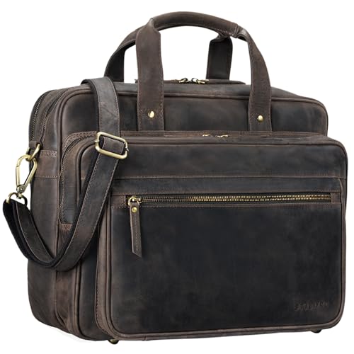 STILORD Herren-Businesstasche aus Leder braun - große 15,6 Zoll Laptoptasche - Männer-Aktentasche - Vintage Umhängetasche aus Rindsleder 'Walt' STILORD Herren-Businesstasche aus Leder braun - große 15,6 Zoll Laptoptasche - Männer-Aktentasche - Vintage Umhängetasche aus Rindsleder 'Walt' von STILORD