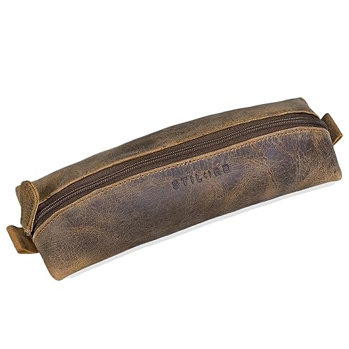 STILORD 'Willem' Stiftetasche Leder für Herren Damen Lederetui Vintage Etui Stifte rund Faulenzer Mäppchen Schlamper Brillenetui, Farbe:mittel - braun STILORD 'Willem' Stiftetasche Leder für Herren Damen Lederetui Vintage Etui Stifte rund Faulenzer Mäppchen Schlamper Brillenetui, Farbe:mittel - braun von STILORD