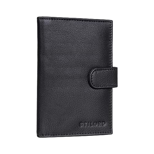 STILORD 'Yoshi' Reisepasshülle Leder Karten Portemonnaie Reiseorganizer Ausweishülle Leder Slim Wallet aus Echtleder Kartenhalter Vintage, Farbe:schwarz von STILORD