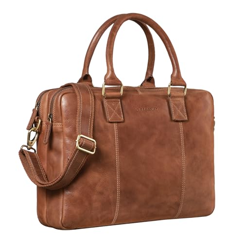 STILORD 'Zacharias' Vintage Businesstasche Leder Aktentasche groß XL 15,6 Zoll Laptoptasche Schultertasche Umhängetasche aufsteckbar Echtleder, Farbe:andorra - braun STILORD 'Zacharias' Vintage Businesstasche Leder Aktentasche groß XL 15,6 Zoll Laptoptasche Schultertasche Umhängetasche aufsteckbar Echtleder, Farbe:andorra - braun von STILORD