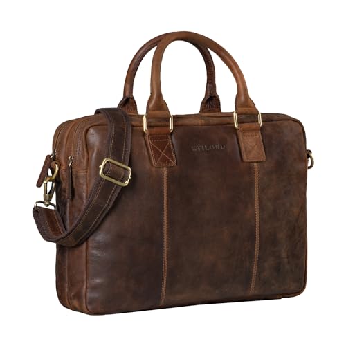 STILORD 'Zacharias' Vintage Businesstasche Leder Aktentasche groß XL 15,6 Zoll Laptoptasche Schultertasche Umhängetasche aufsteckbar Echtleder, Farbe:kansas - braun STILORD 'Zacharias' Vintage Businesstasche Leder Aktentasche groß XL 15,6 Zoll Laptoptasche Schultertasche Umhängetasche aufsteckbar Echtleder, Farbe:kansas - braun von STILORD