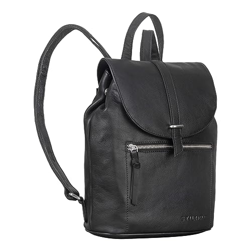 STILORD 'Zea' Cityrucksack Damen Klein Echtleder Daypack Lederrucksack Frauen Rucksack Vintage Backpack Modern Ledertasche Elegant Tagesrucksack, Farbe:schwarz von STILORD