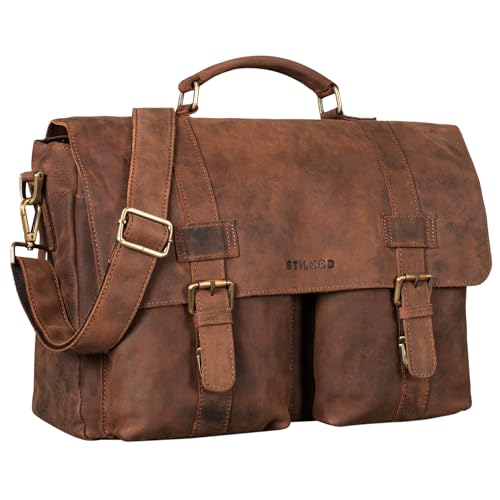 STILORD 'Zeus' Große Leder Aktentasche Vintage Lehrertasche Businesstasche 15,6 Zoll Laptoptasche XL Umhängetasche Herren Damen Echtleder aufsteckbar, Farbe:aneto - braun von STILORD