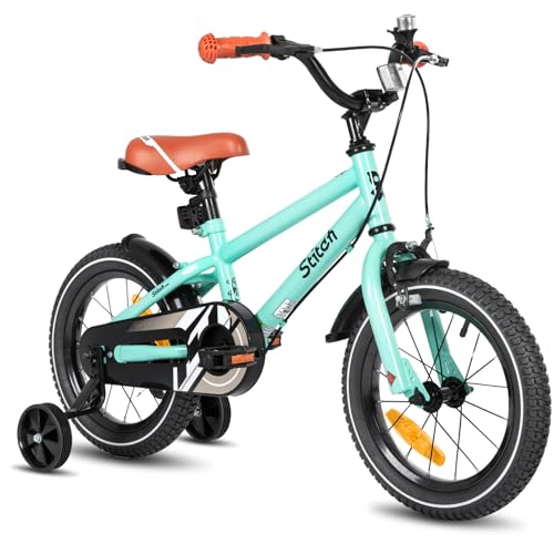 STITCH 16 Zoll Kinderfahrrad für 4 5 6 Jahre Mädchen & Jungen, Kinderfahrrad mit Stabilisatoren, 95% montiert,Leichtes Grün von STITCH