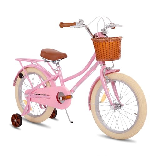 STITCH 18 Zoll Kinderfahrrad mit Korb & Stabilisatoren, Kinderfahrrad für 6-9 Jahre alte Mädchen, 18 Zoll Fahrrad mit Ständer für Mädchen, Rosa… von STITCH