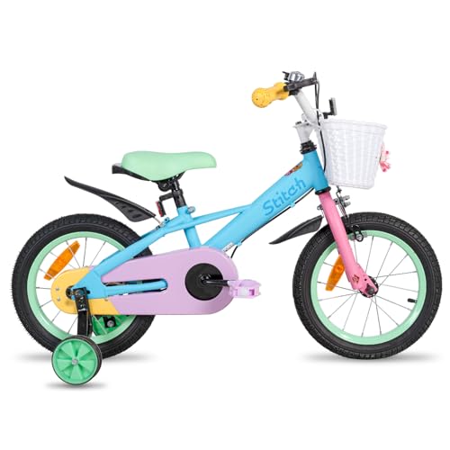 STITCH Macaron 16 Zoll Kinderfahrrad für 3-5 jährige Mädchen & Jungen, Mädchenfahrrad mit Korb & Stützrädern STITCH Macaron 16 Zoll Kinderfahrrad für 3-5 jährige Mädchen & Jungen, Mädchenfahrrad mit Korb & Stützrädern von STITCH
