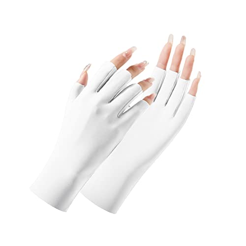 Sommerhandschuhe Fingerloser Fahrschutz Outdoor Damen Handschuhe Schutz Sonnenhandschuhe Handschuhe Fäustlinge Skihandschuhe Männer (Weiß, Einheitsgröße) von STKOOBQ