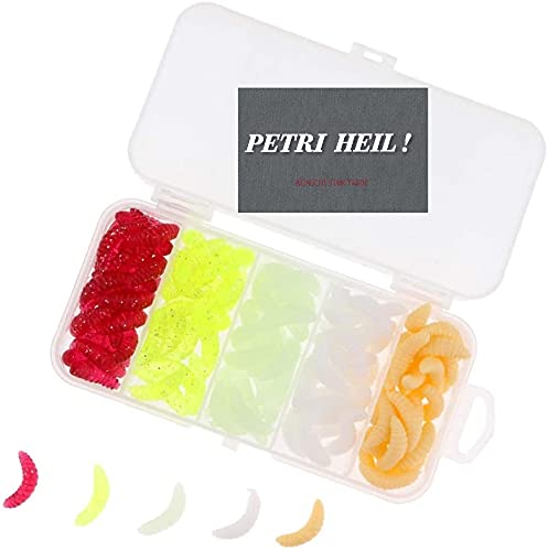 Set: 100 Stück Kunstmaden 5 teilweise .selbstleuchtend + gratis Petri Heil! Aufkleber Set: 100 Stück Kunstmaden 5 teilweise .selbstleuchtend + gratis Petri Heil! Aufkleber von STMK