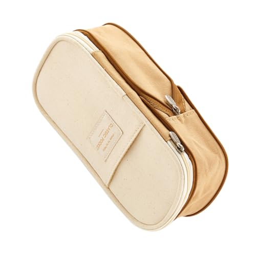 STOBOK Federmäppchen mit Reißverschluss Kosmetiktasche Cosmetic Bag Toiletry Bags stifttasche Vanity Bag Make up Bag marmor kosmetikbeutel toiletries Bag Federmäppchen aus Segeltuch Khaki von STOBOK